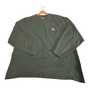 Carhartt Long Sleeve Pocket T Shirt Mens 2XL Green Sun Faded Thrashed 90s Grunge
